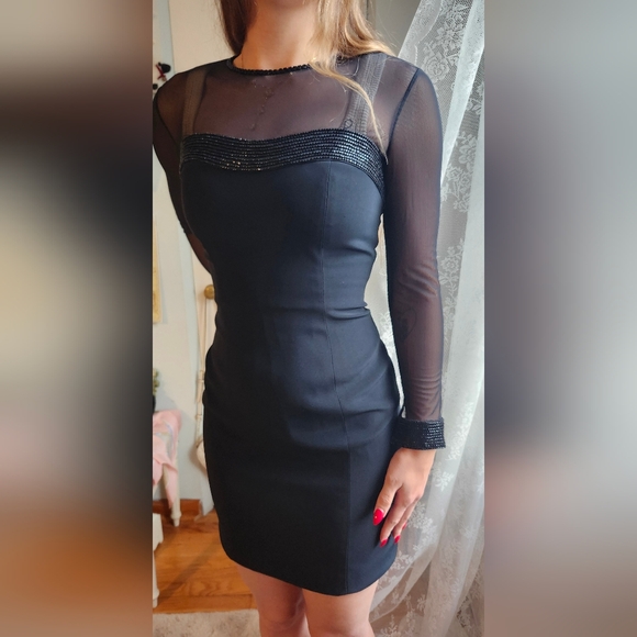 Vintage Black Tie Oleg Cassini Dress - Picture 1 of 13